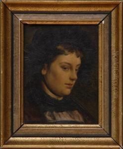Portrait Of An Adolescent Girl by Benjamin I Vautier