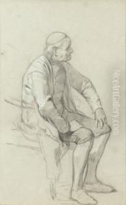 Sitzender Alter Bauer by Benjamin I Vautier