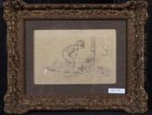 Boy Watching A Water Mill He Made Himself. by Benjamin I Vautier