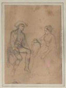 Mann Und Frau Am Brunnen. by Benjamin I Vautier
