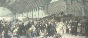 The Railway Station, by F.Holl by William Powell Frith