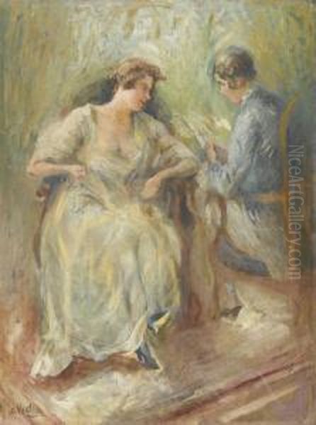 Sitzende Dame Mit Vorleserin. - view 1