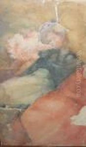 - Femme Assise
Esquisse Aquarellee Monogrammee En Bas A Droite