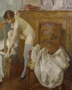 Female Nude In Her Bedroom.