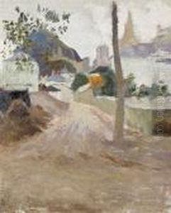 Avenue De La Gare A Sion Mit Blick Auf Den Tourbillon.