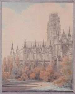 Eglise Abbatiale De Saint-ouen A Rouen by Jean Lubin Vauzelle