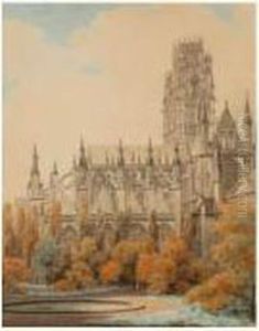 Eglise Abbatiale De Saint Ouen A Rouen by Jean Lubin Vauzelle