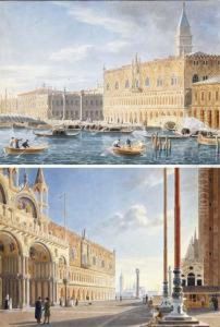 Vue De La Piazzetta Avec Le Palais Des Doges by Jean Lubin Vauzelle