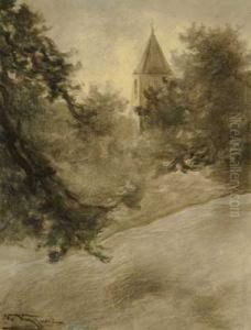 Paisaje Con Campanario by Nicanor Vazquez Ubach