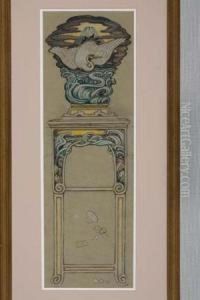 Egret Motif Stand Design by Elihu Vedder