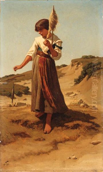 Peasant Girl Spinning - view 1