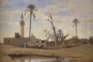 Mosquee Et Palmiers Pres Du Nil