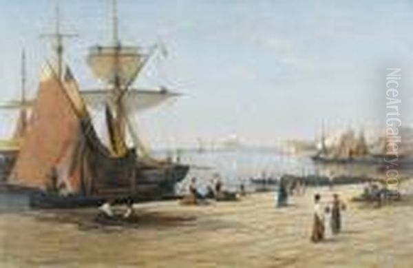 Bacino Di San Marco Mit Segelbooten Und Figurenstaffage - view 1