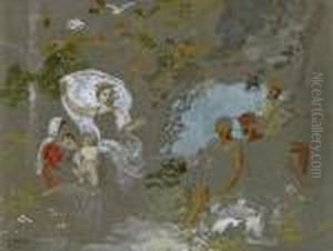 Mythologische Szene In Einem Park by Eduard Veith