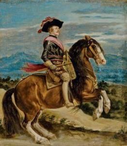 Portrait Equestre Du Roi Philippe Iv by Diego Rodriguez de Silva y Velazquez
