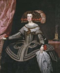 Portrait Of Mariana Of Austria, Queen Of Spain by Diego Rodriguez de Silva y Velazquez