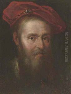 Portrait of a man, bust-length, in a cap