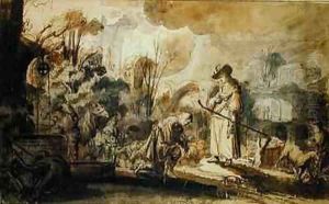 Eliezer and Rebecca at the Well by Abraham Furnerius