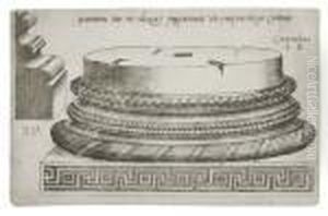 Three Engravings Of Classical Column Bases. by Agostino dei Musi