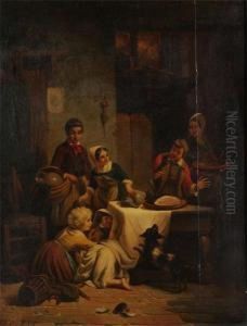 Farmer""s Interior With Children Playing Hide And Seek