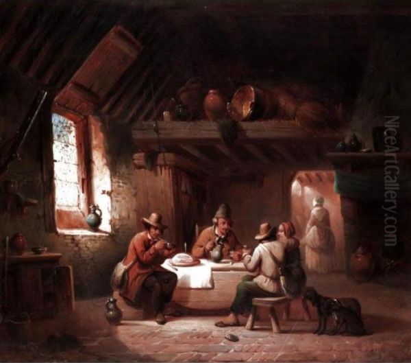 Peasants Drinking In An Interior - view 1