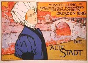 Poster for the Arts and Crafts Exhibition in Dresden Germany by Otto Fischer