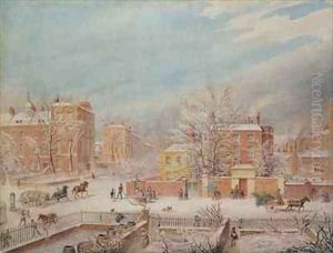 Marylebone Road at the Junction with Lisson Grove and Stingo Lane Showing the Philological School in Winter Marylebone Road at the Junction with Lisson Grove and Stingo Lane Showing the Philological School in Winter
