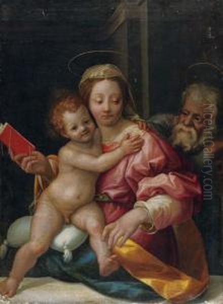 The Holy Family In An Interior by Marcello Venusti