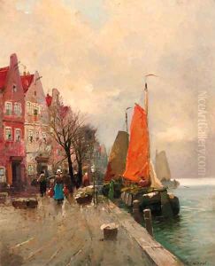 Figures on a Dutch quay
