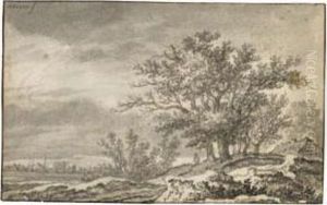 Dune Landscape With A Cottage And A Figure Under Trees