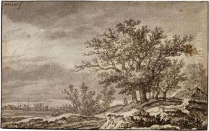 Dune Landscape With A Clump Of Trees And A Cottage
