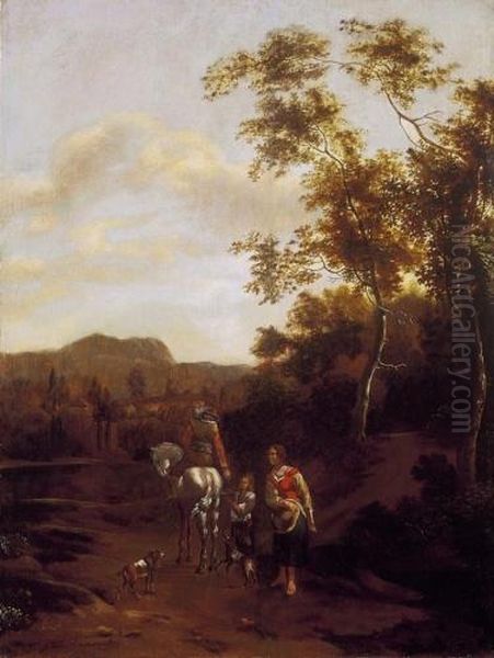 Rocky Italian Landscape With Figures - view 1