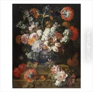 Bouquet De Fleurs Sur Un Entablement De Pierre