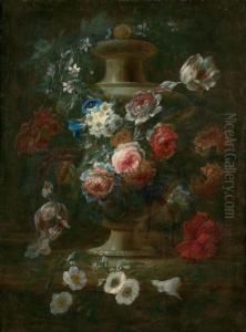 Guirlande De Fleurs Autour D'un Vase by Caspar Pieter I Verbrugghen