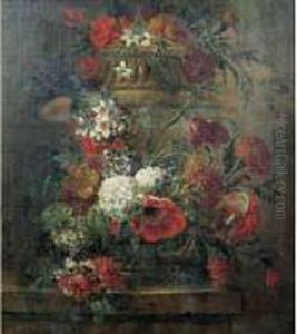 Vases De Fleurs Sur Des Entablements by Caspar Pieter I Verbrugghen