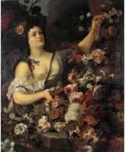 Jeune Femme Disposant Des Fleurs Jeune Femme Disposant Des Fleurs