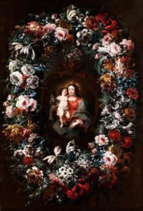 Madonna Mit Dem Kind In Grossemblutenrahmen