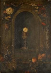 A Chalice And Eucharistic Wafer Within A Stone Niche by Gaspar-pieter The Younger Verbruggen