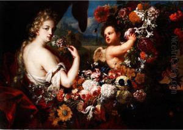 Venus Und Amor In Blutengirlanden
Ol Auf Leinwand. - view 1