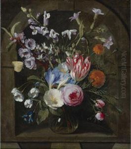 Still Life Of A Vase Of Flowers In A Niche by Gaspar-pieter The Younger Verbruggen