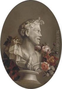 A Bust Of Pan Adorned With A Garland Of Flowers by Gaspar-pieter The Younger Verbruggen