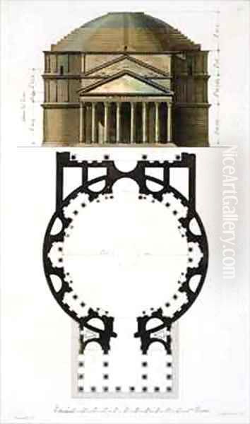 Ground plan and facade of the Pantheon Rome - view 1