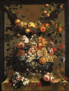 Tulips, Roses, Carnations by Gaspar-pieter The Younger Verbruggen