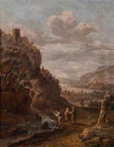 Weite Flusslandschaft Mit Figurenstaffage