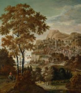 Cavaliere In Un Ampio Paesaggio Fluviale