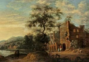 Fluslandschaft Mit Ruinenarchitektur by Dionys Verburgh