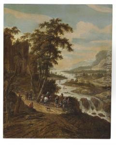 Travelers In A River Landscape - view 1