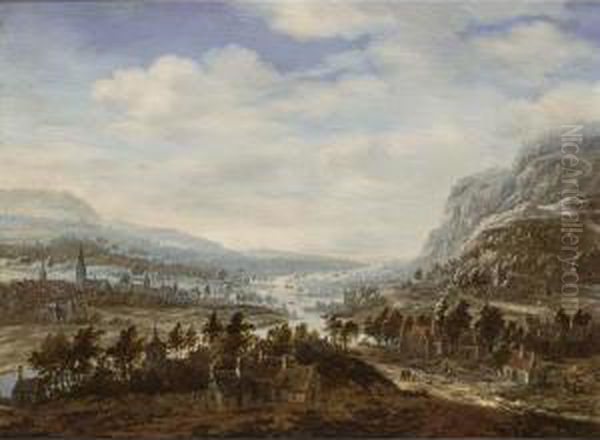 An Extensive Riverlandscape With Villages - view 1