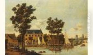 Vue D'une Ville Hollandaise Avec Un Canal