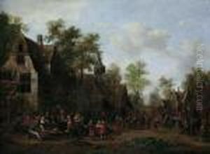 Dorfstrasse Mit Bauerlicher
Kirmes. Ol Auf Leinwand (doubliert). H 61,5; B 83 Cm. Provenienz:
Privatsammlung, Niederlande. Rutger Verburgh Malte Haufig Landliche
Szenen Dieser Art, Oft Pferde Vor Dem Wirtshaus. Gelegentlich Erinnern
Seine Bilder A by Rutger Verburgh